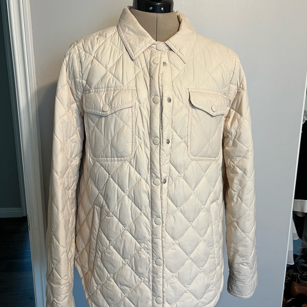 J. Crew Cream Quilted Collared Puffer Jacket